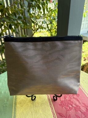 Lancome Metallic Gray Zipper Cosmetic  Travel Bag